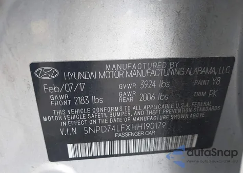 2017 Hyundai Elantra Se из США, поврежденный, VIN 5NPD74LFXHH190179